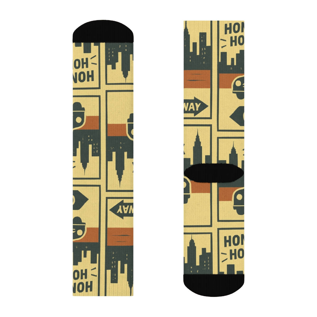 Taxi Driver Skyline Poster Tile In Lemon Yellow soft everyday crew socks