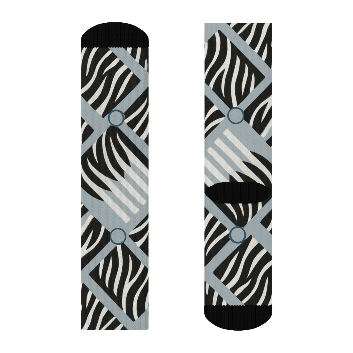 Teal Eclipse Zebra Crossing Tessellation personalized crew socks