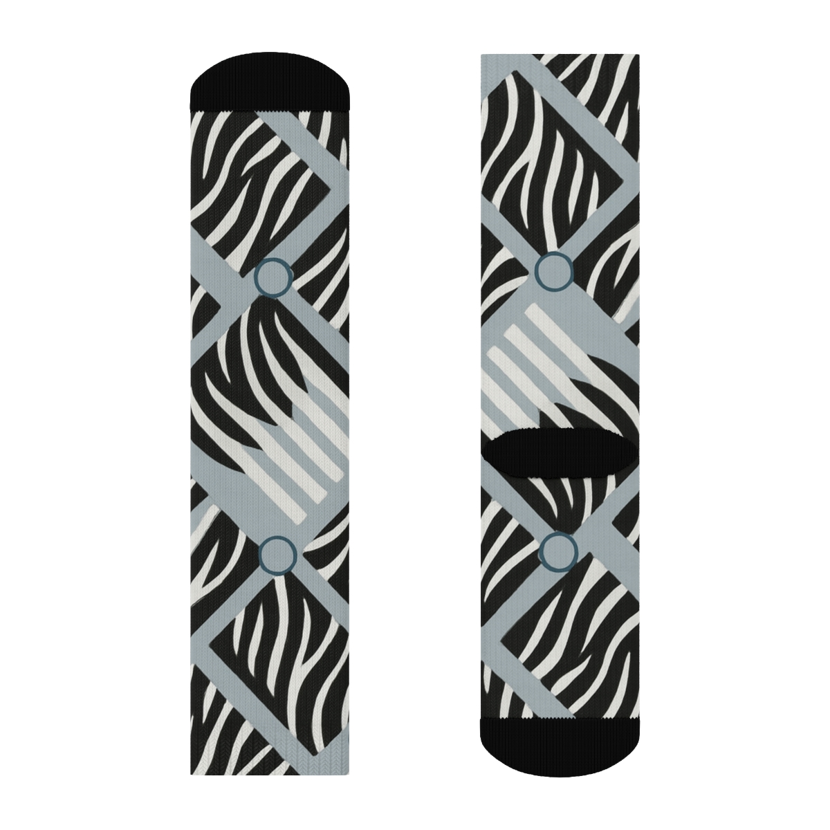 Teal Eclipse Zebra Crossing Tessellation personalized crew socks