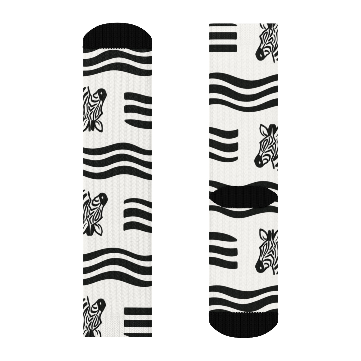 Teal Highlight Zebra Crossing Wave On White Background unique graphic crew socks