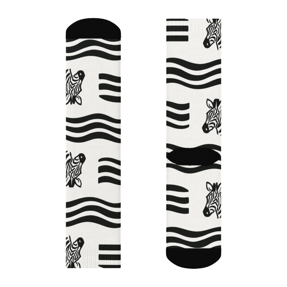 Teal Highlight Zebra Crossing Wave On White Background unique graphic crew socks