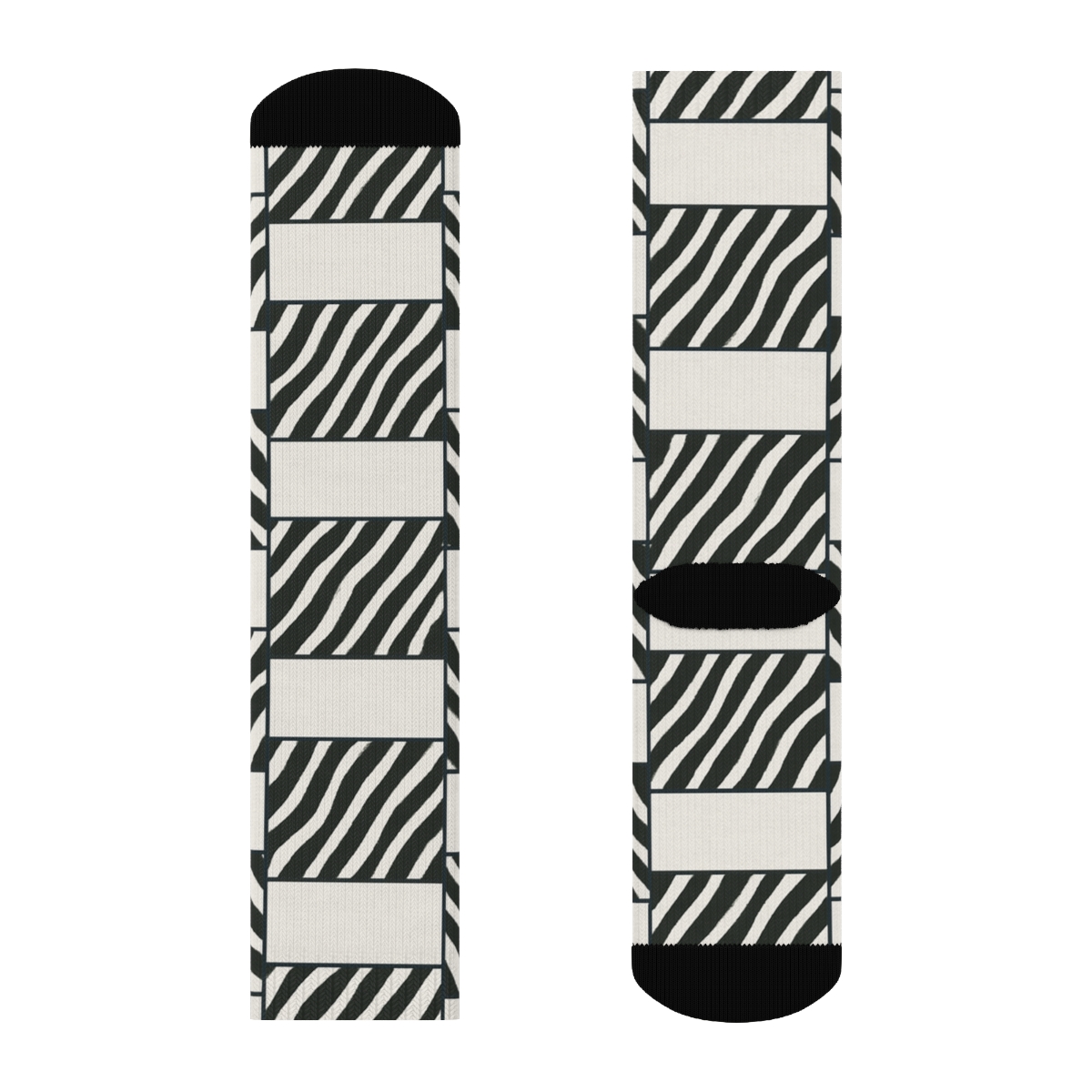 Teal Inlay Zebra Crossing Stripe Lattice soft everyday crew socks