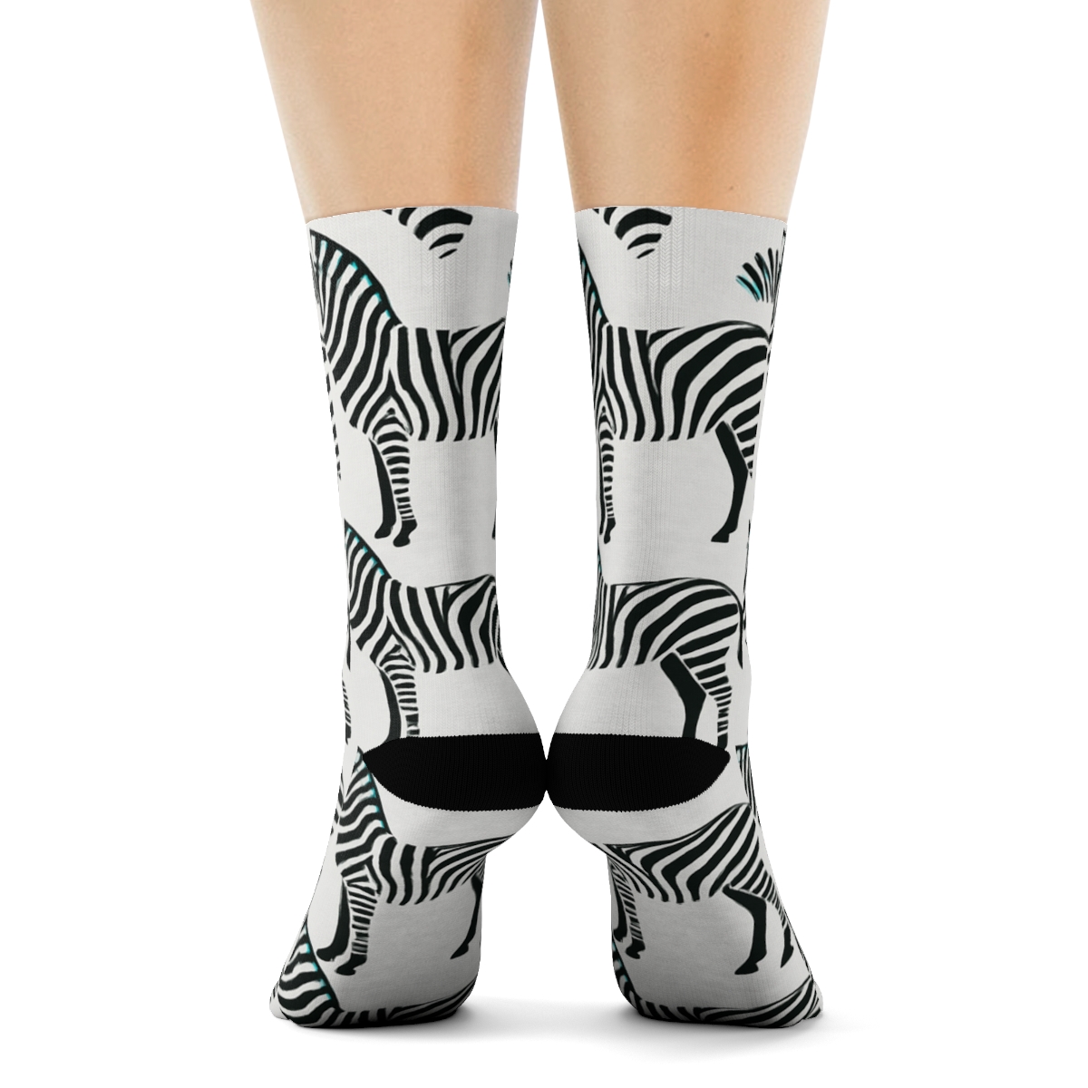 Teal Mirror Stripe Silhouette Lattice personalized crew socks