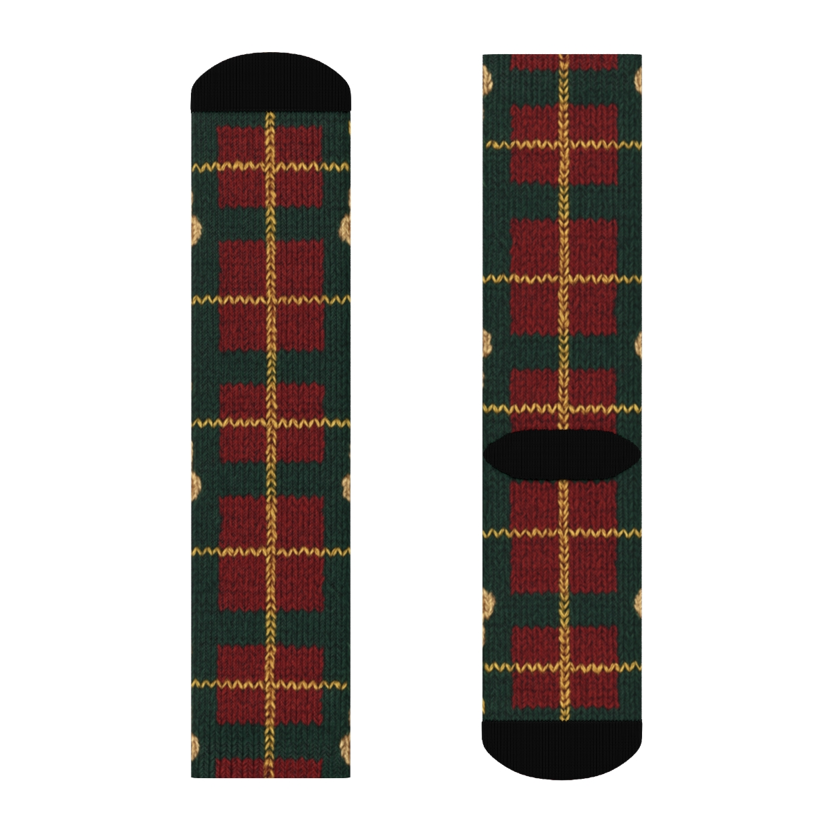 Teddy Bear Plaid Lattice On Crimson Field trendy patterned crew socks