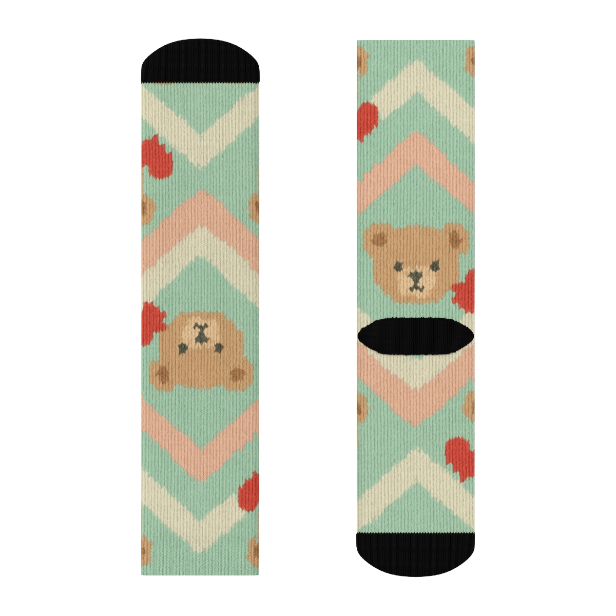Teddy Bear Stocking Chevron soft everyday crew socks