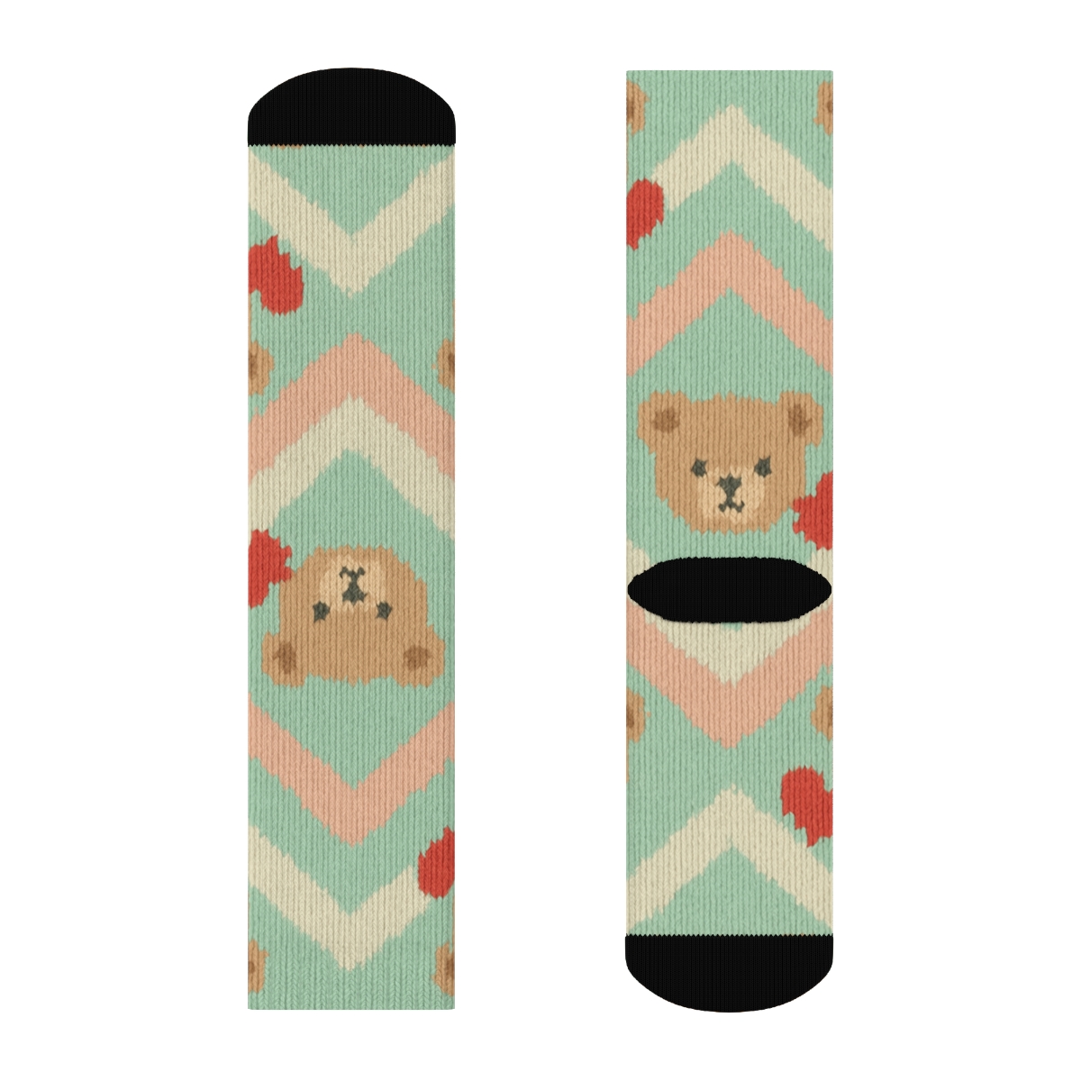 Teddy Bear Stocking Chevron soft everyday crew socks