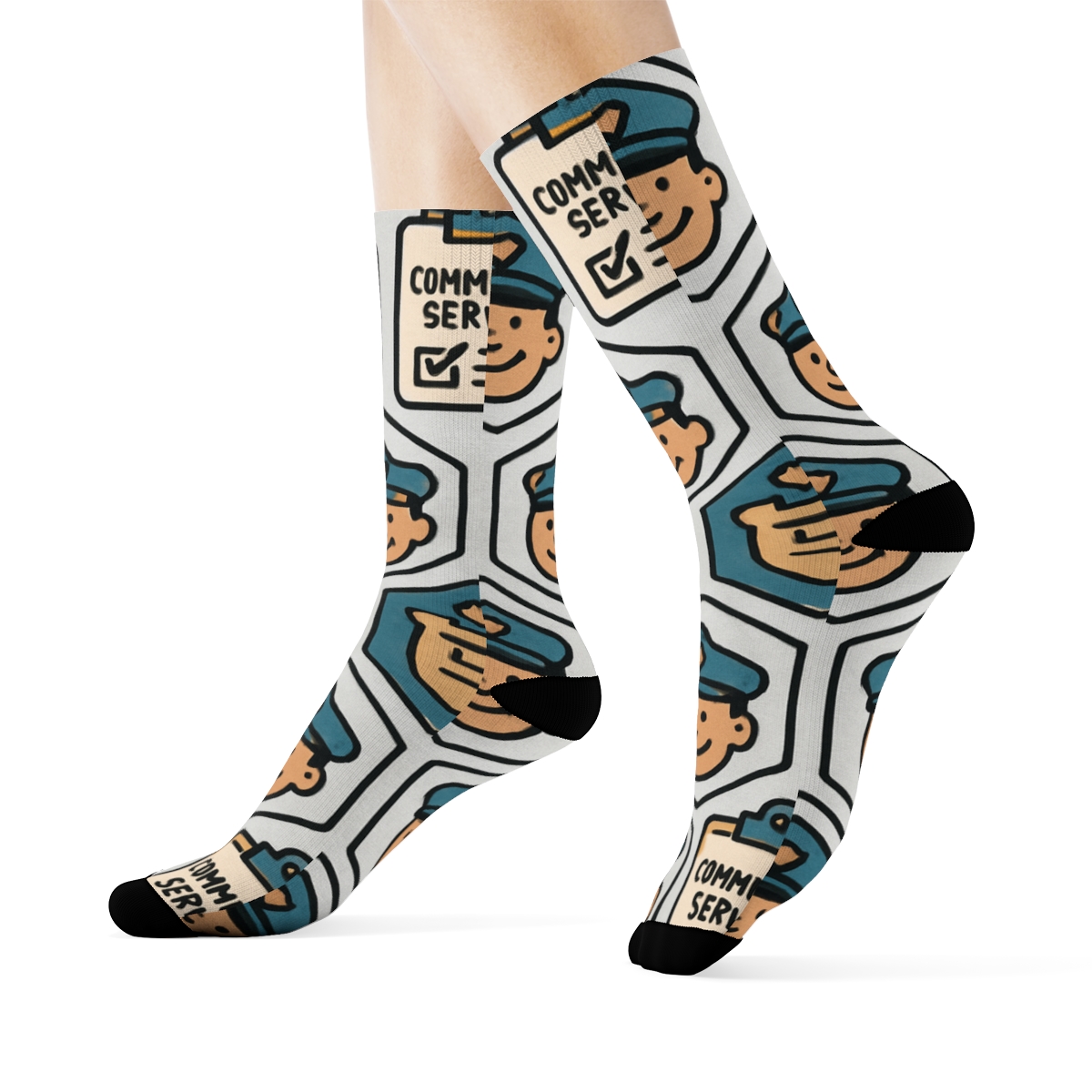 Tessellated Badge And Clipboard Pattern With Probation Officer Motif personalized crew socks