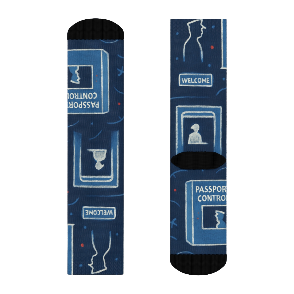 Tessellated Immigration Officer Boothscape Wraparound comfortable cotton crew socks