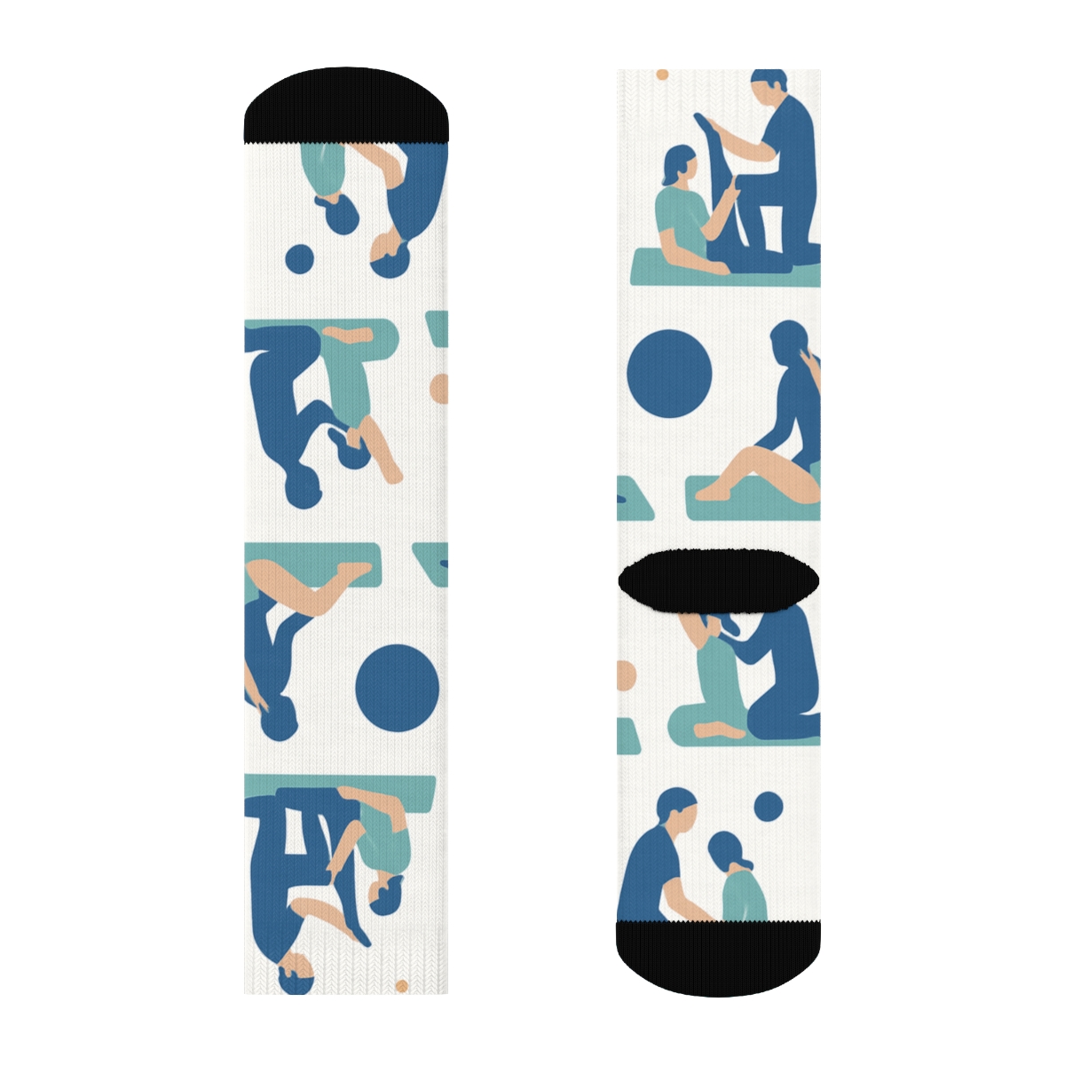 Therapy Ball Grid With Physical Therapist Silhouettes stylish athletic crew socks