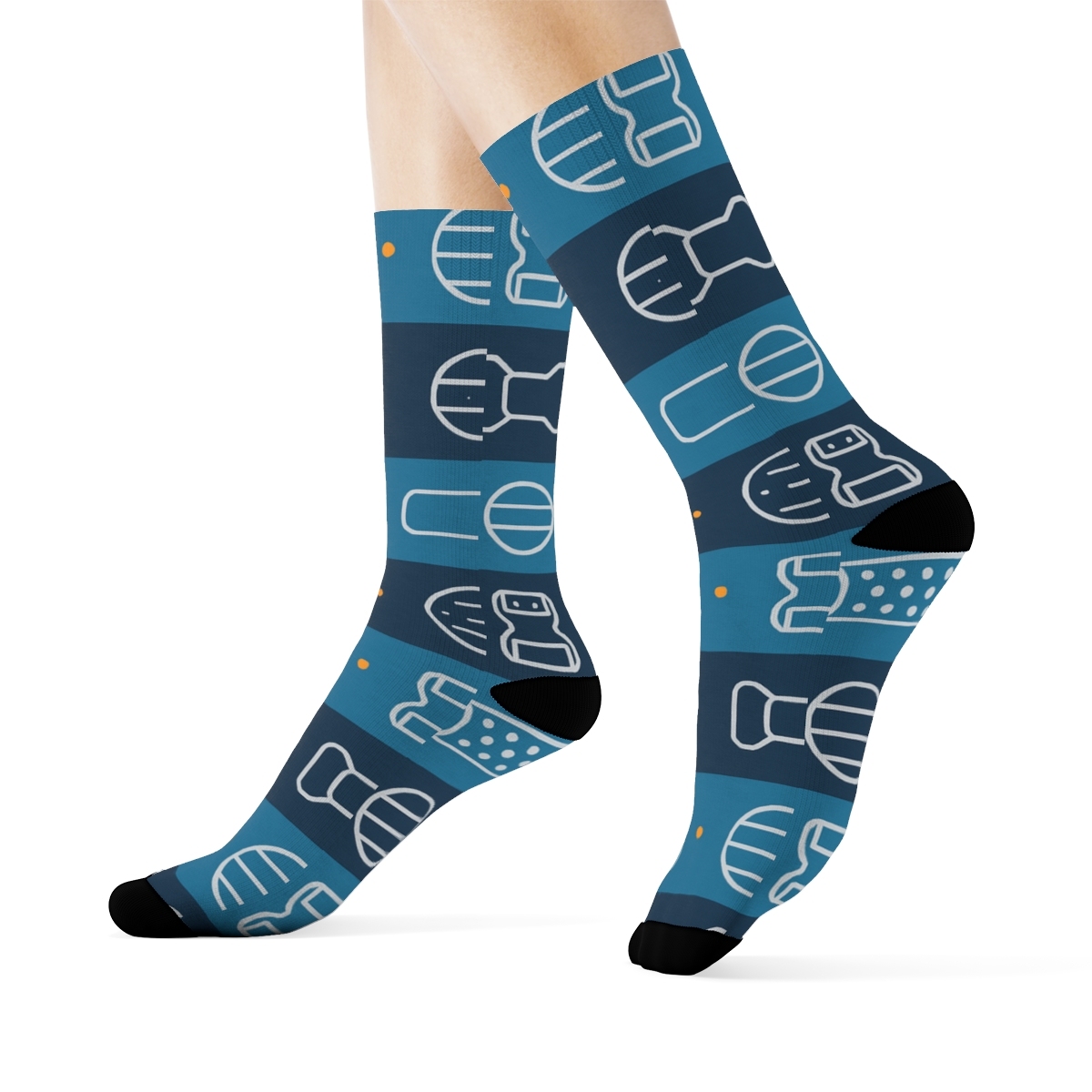 Therapy Blue Tool Bands With Physical Therapist Motifs custom crew socks