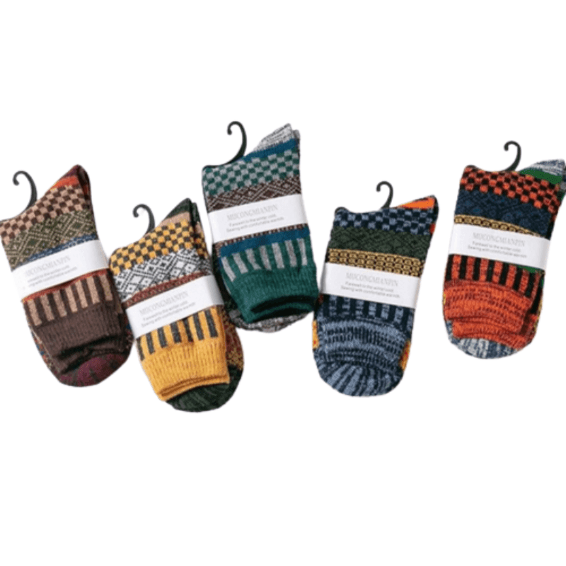 Retro Theme Wool Socks – Stylish Warmth for All Seasons-Sockz