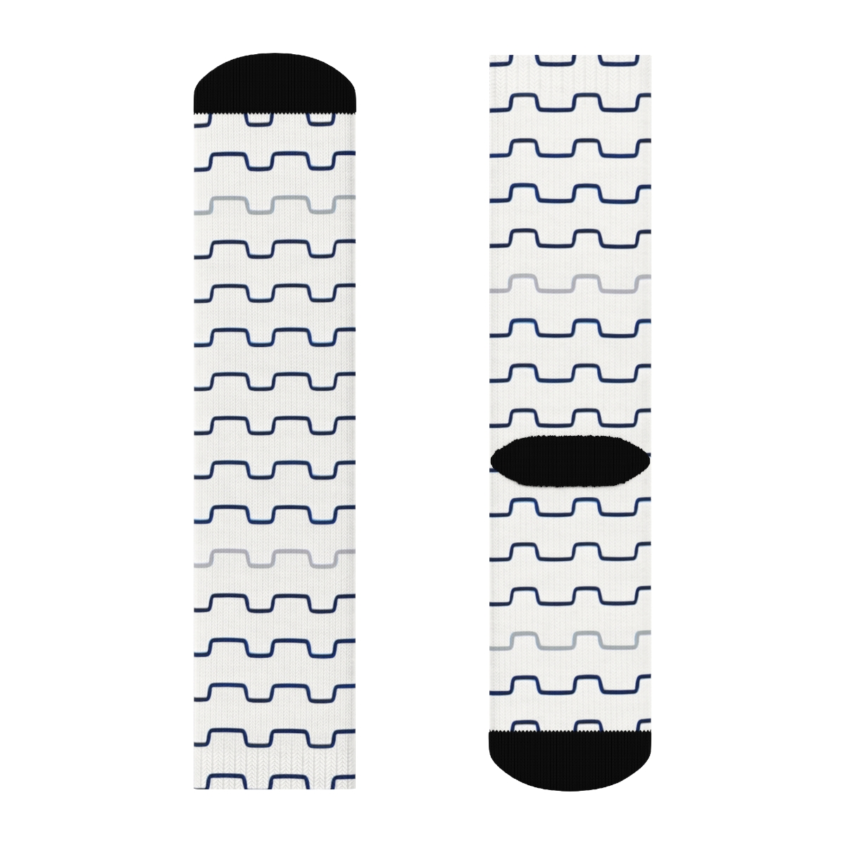 Thin Wave Step Bands trendy patterned crew socks