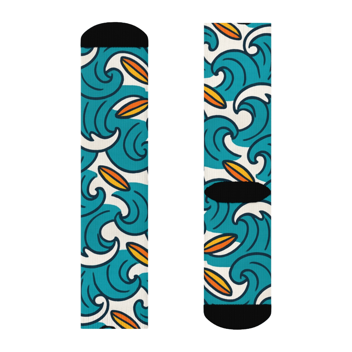 Tidal Cartoon Surf Break Repeat custom crew socks
