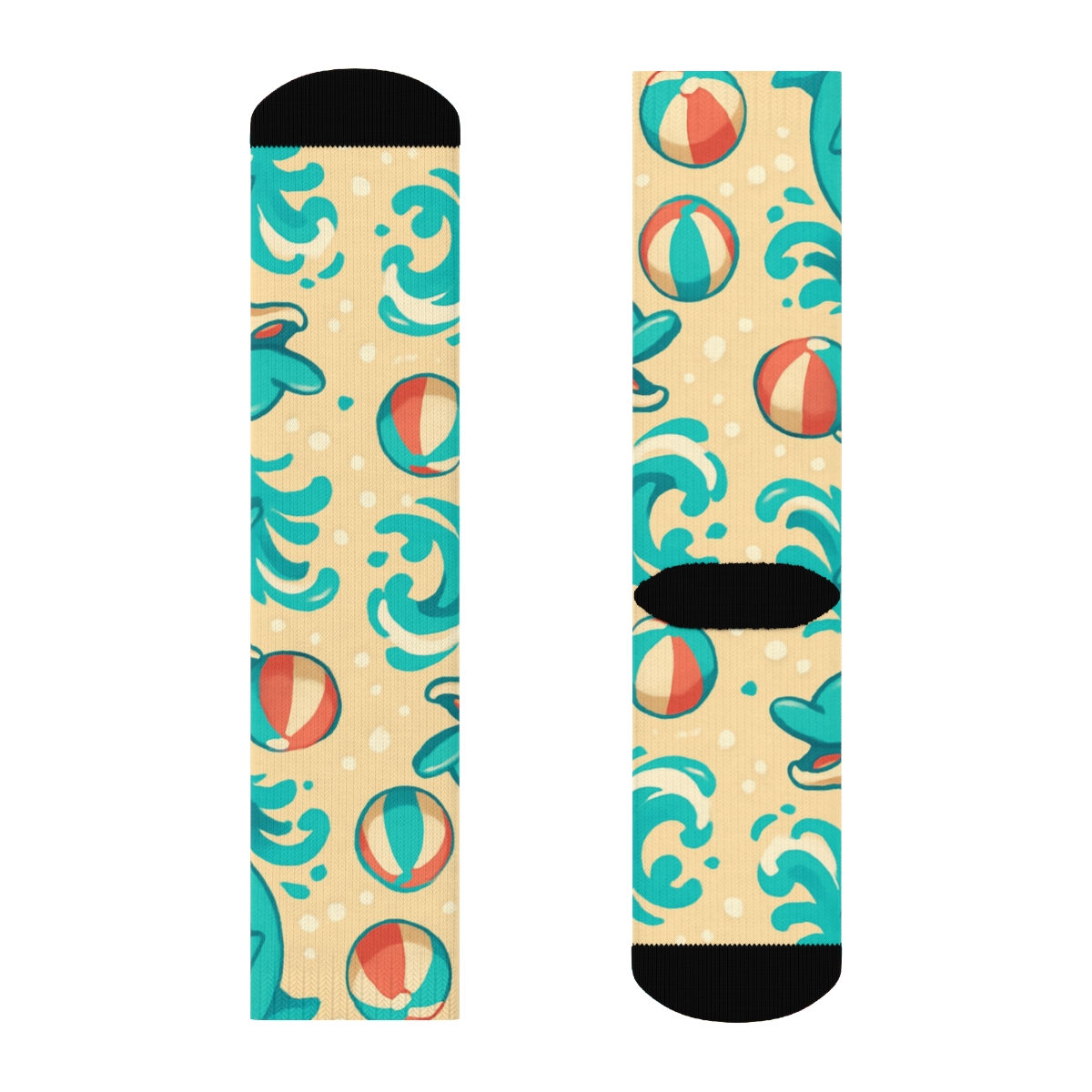Tidal Play Grid With Dolphin Characters trendy patterned crew socks