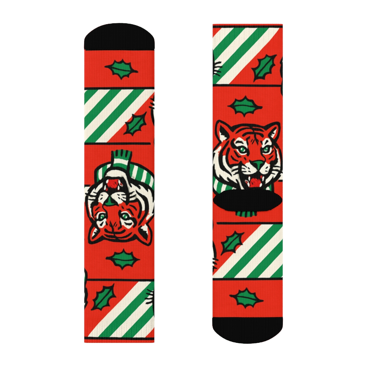 Tiger Candy Cane Stripes premium sports crew socks