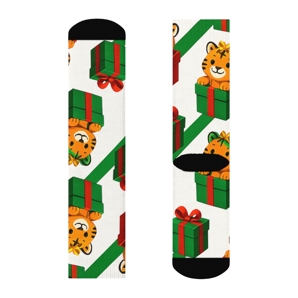 Tiger Gift Box Diagonal Wrap personalized crew socks