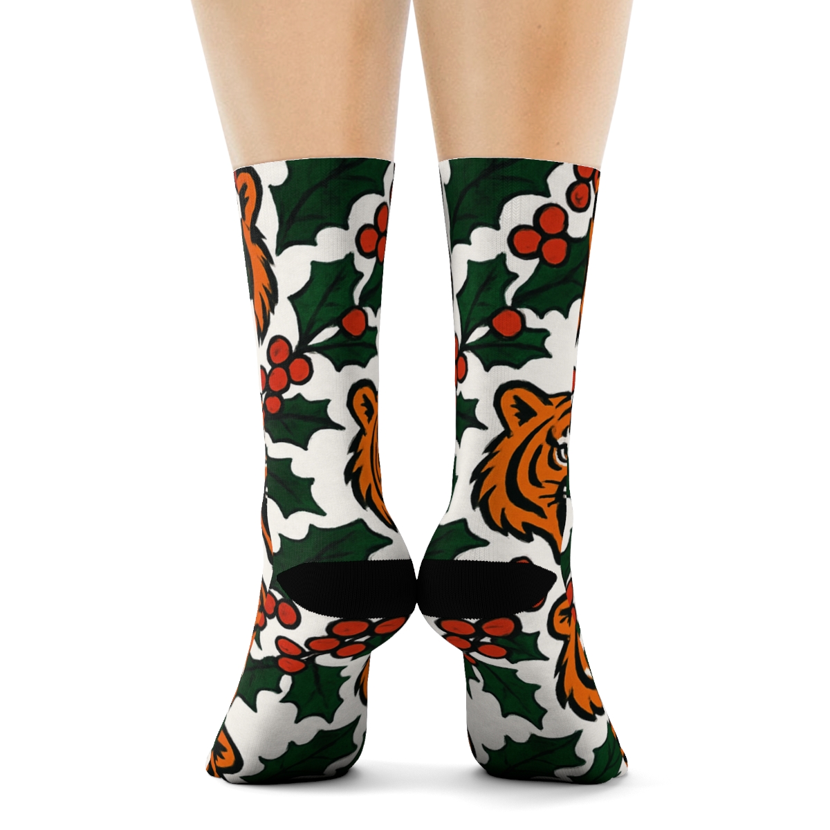 Tiger Stripe Holly Alternation On Snow Field premium sports crew socks