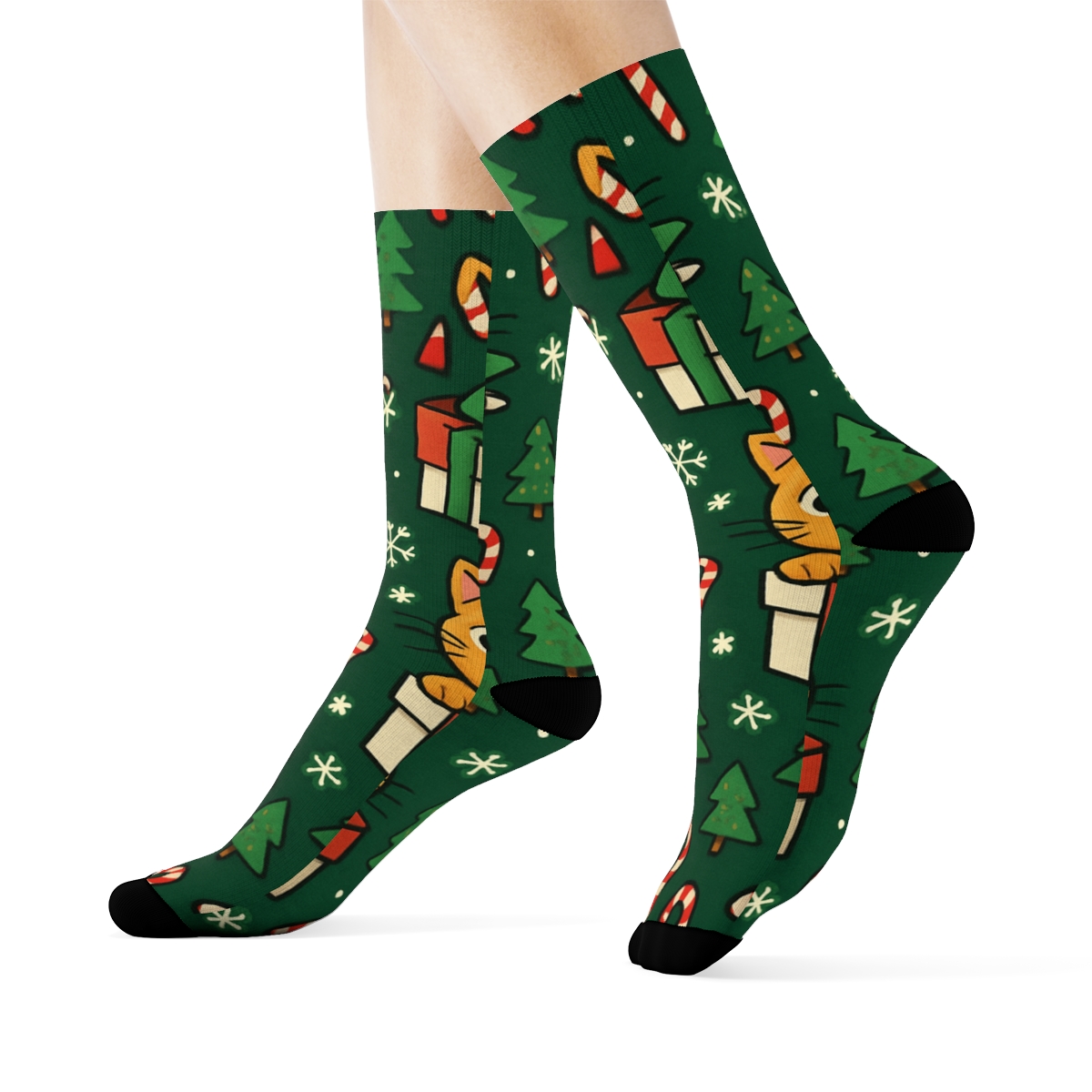 Tinsel Box Cats Scatter unique graphic crew socks