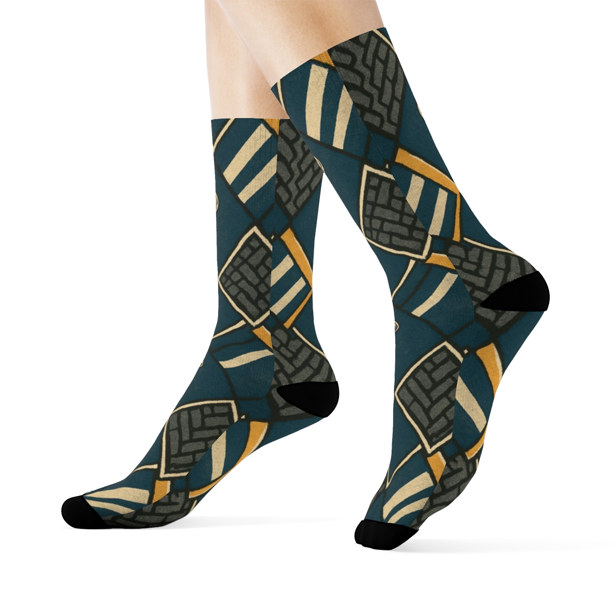 Tire Tread Argyle For The Truck Driver unique graphic crew socks