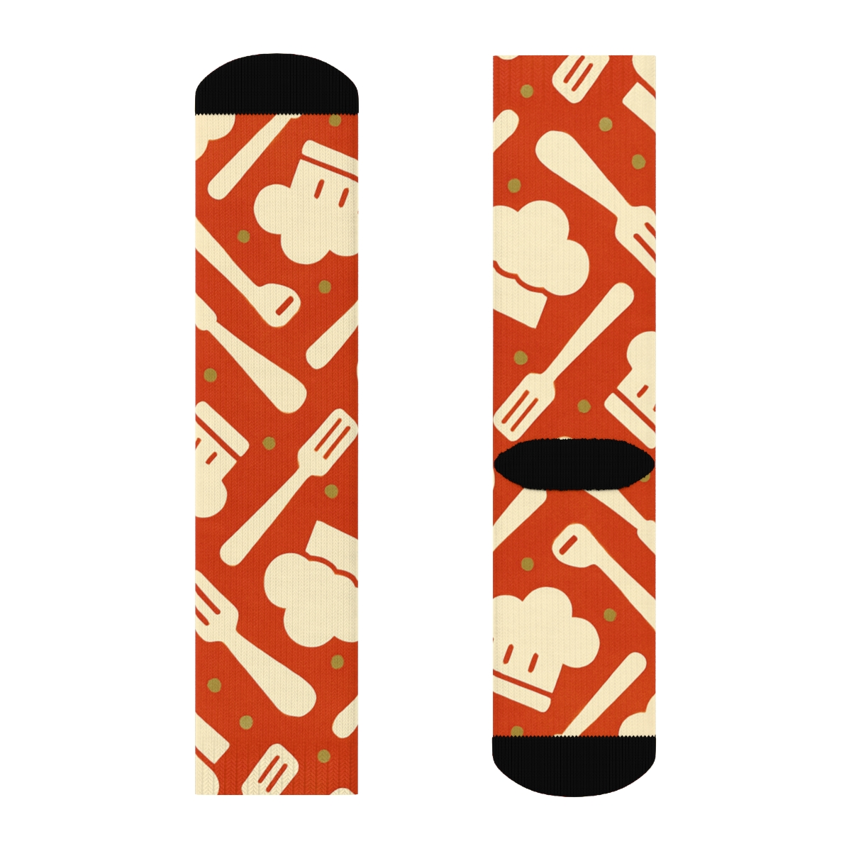 Tomato Red Cook Hat Chevron Band custom crew socks