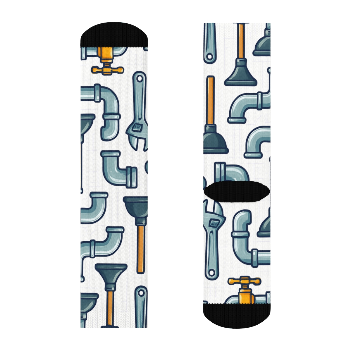 Tool Collage Pattern In Plumber Workshop Style custom crew socks