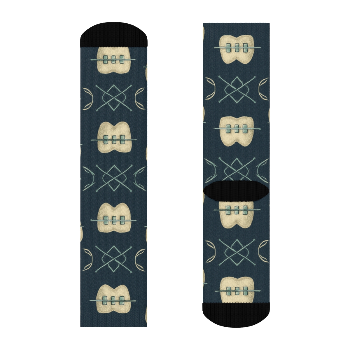Tooth Silhouette Lattice With Dentist Study Accents personalized crew socks