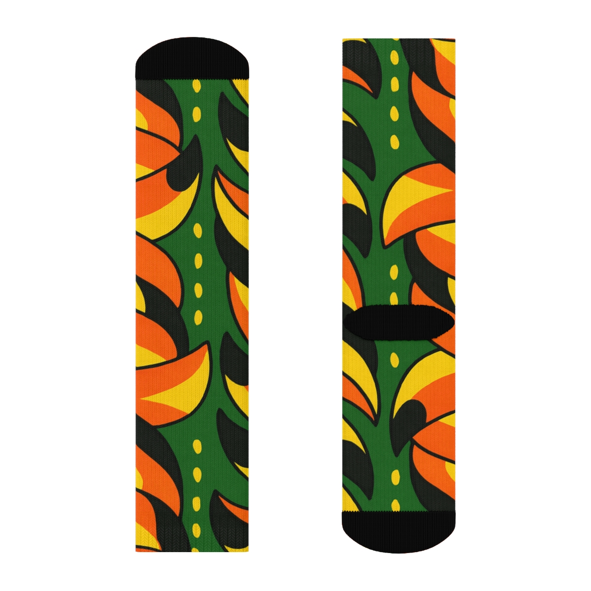 Toucan Beak Stripe Cascade On Jungle Green custom crew socks
