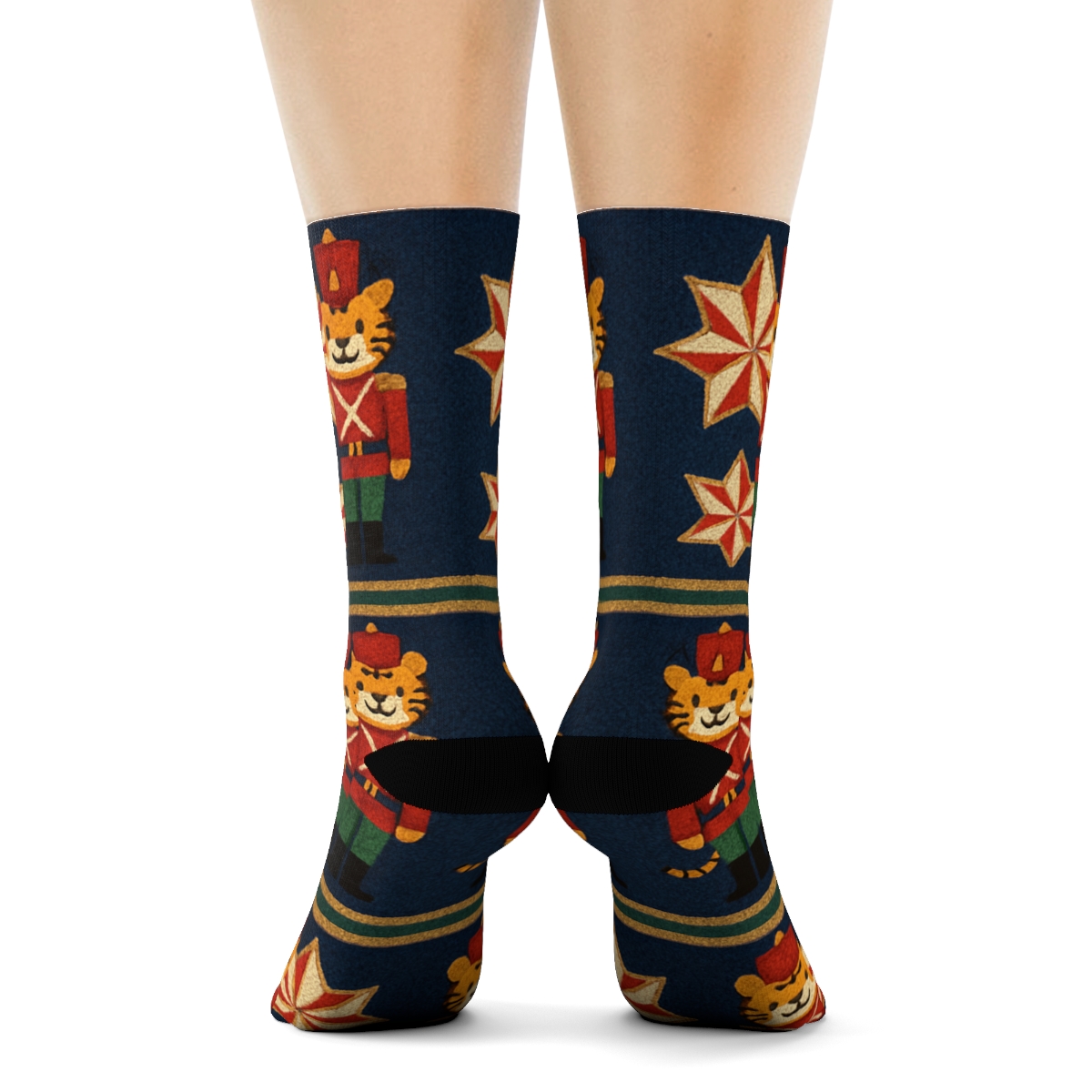 Toy Soldier Tiger Stripe Bands On Navy Blue personalized crew socks