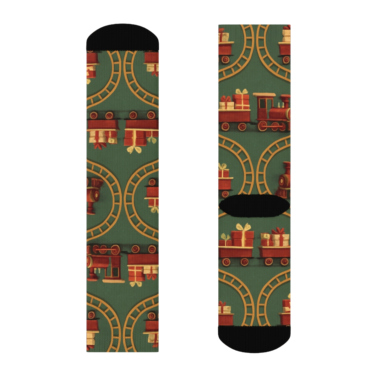 Toy Train Pattern Holiday Edition custom crew socks