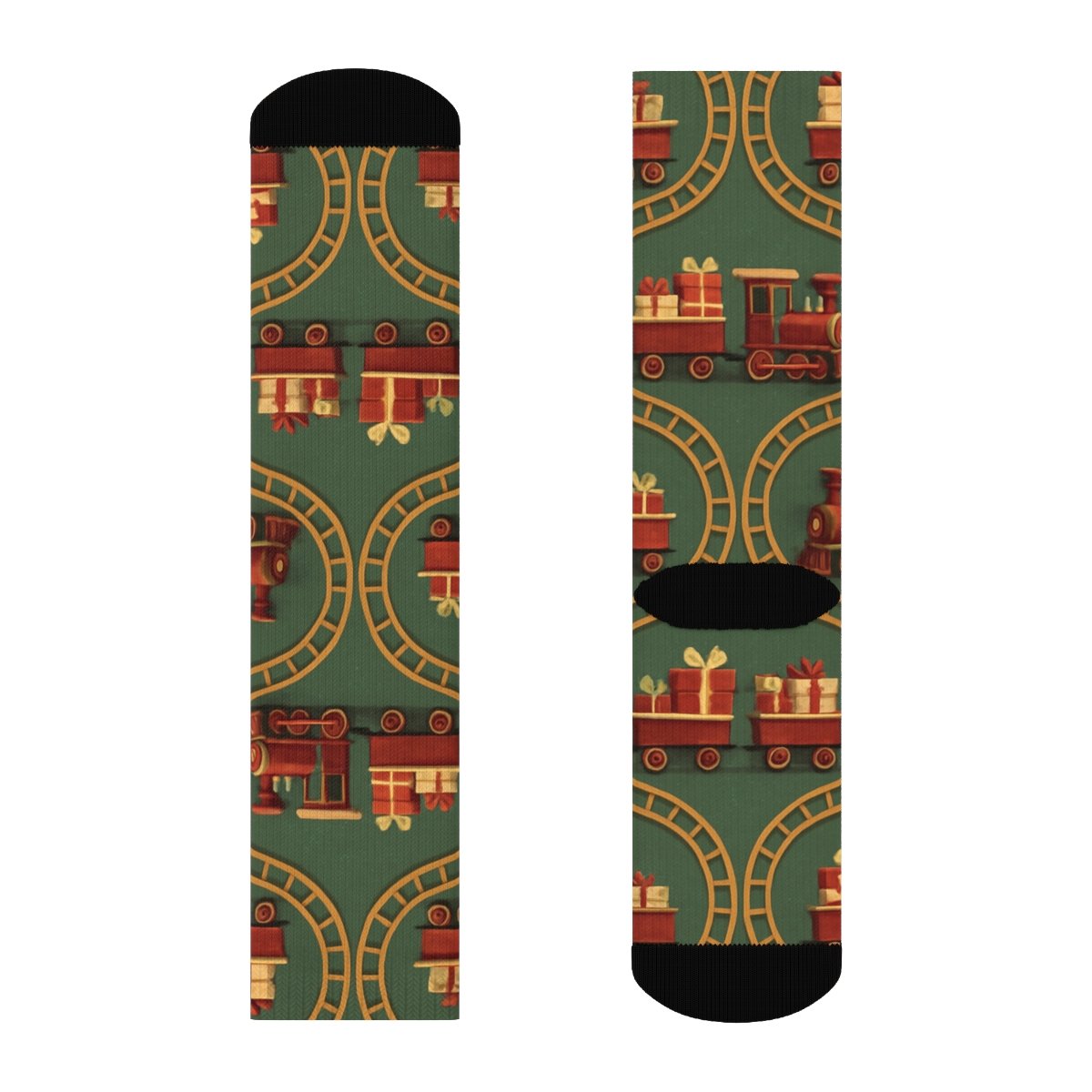 Toy Train Pattern Holiday Edition custom crew socks