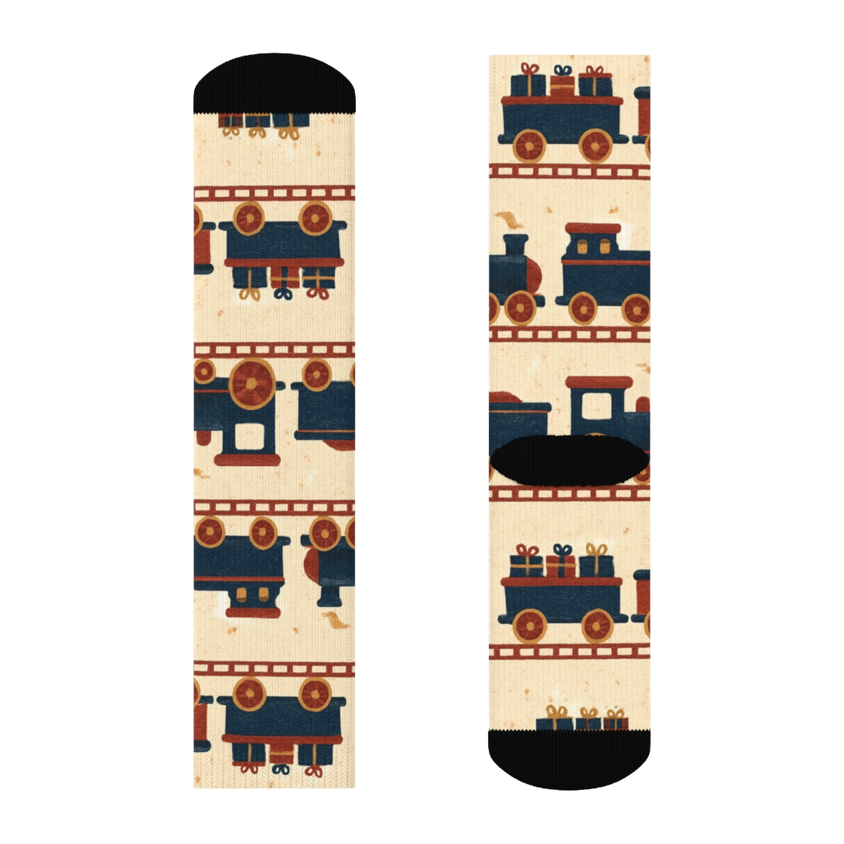 Toy Train Track Holiday custom crew socks
