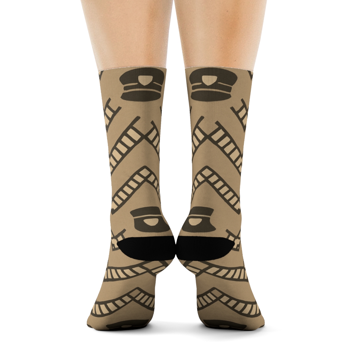 Train Conductor-Grade Track Chevron Parade designer printed crew socks