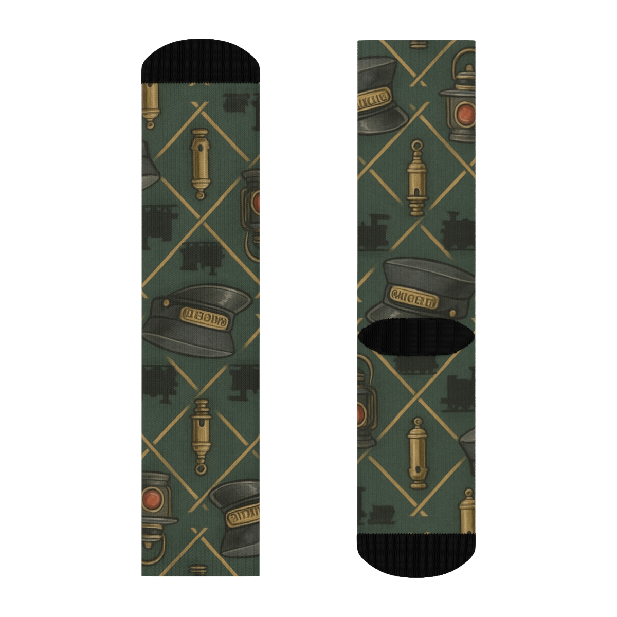Train Conductor Signal And Whistle Tilework personalized crew socks