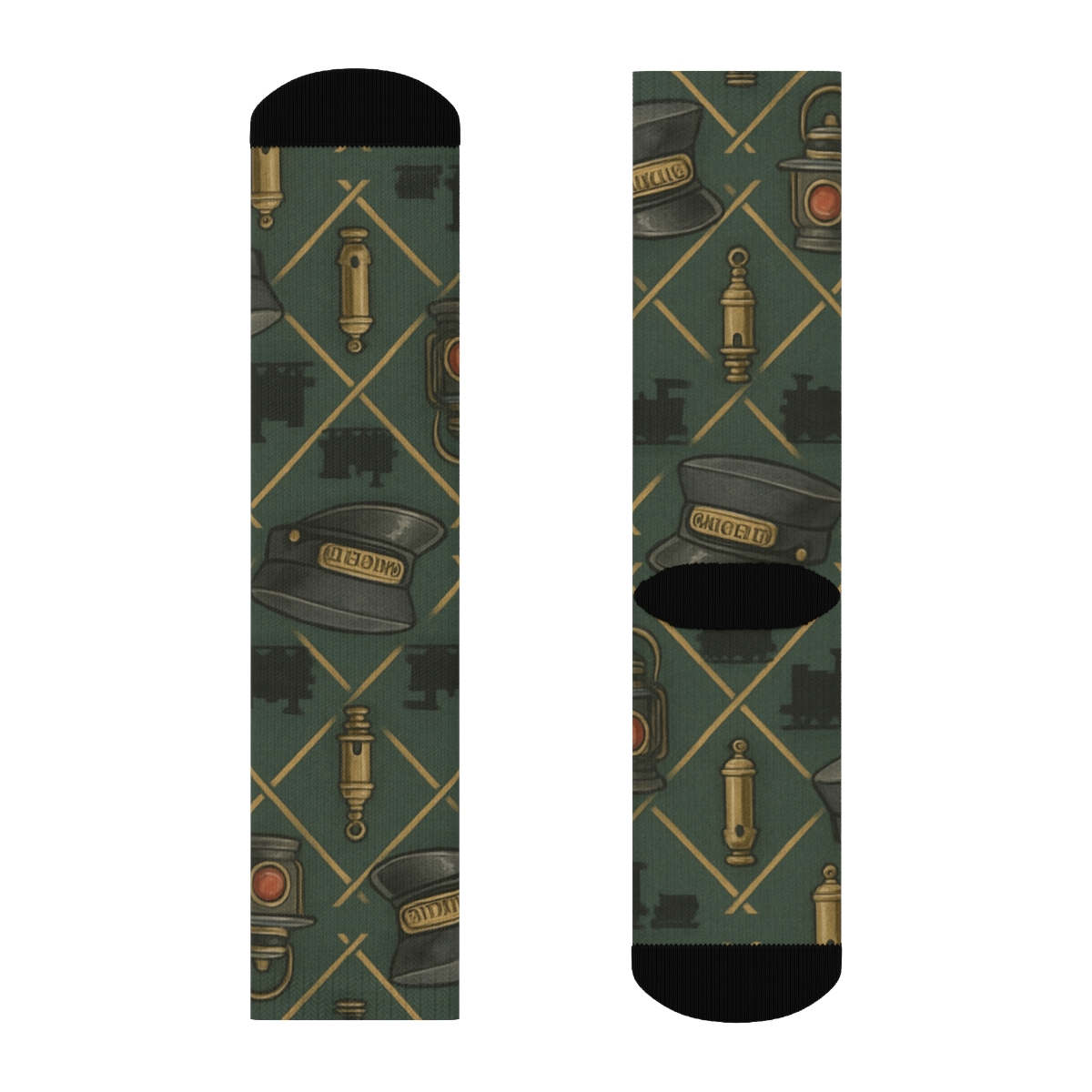 Train Conductor Signal And Whistle Tilework personalized crew socks