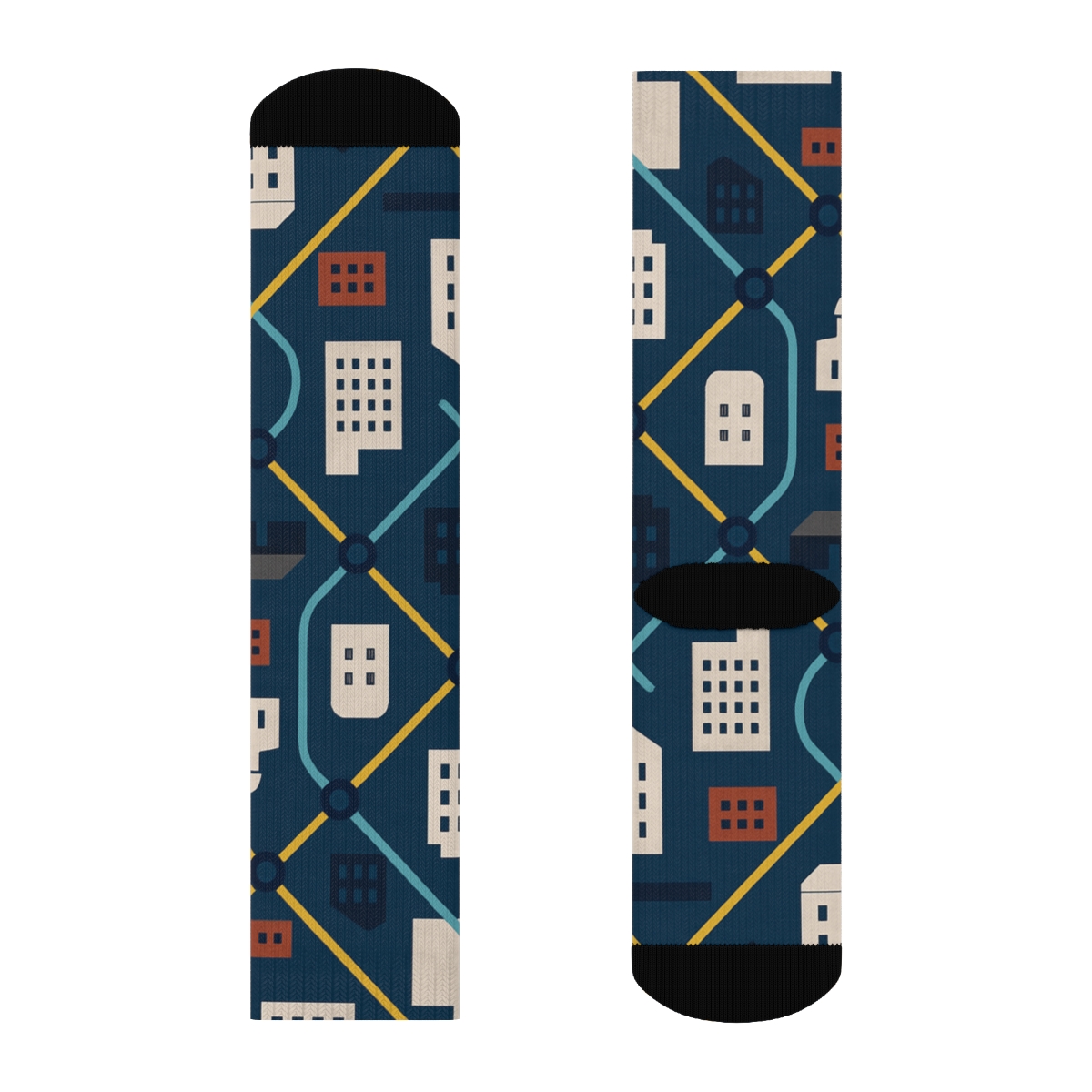 Transit Lacework With Skyline Urban Planner Motif trendy patterned crew socks