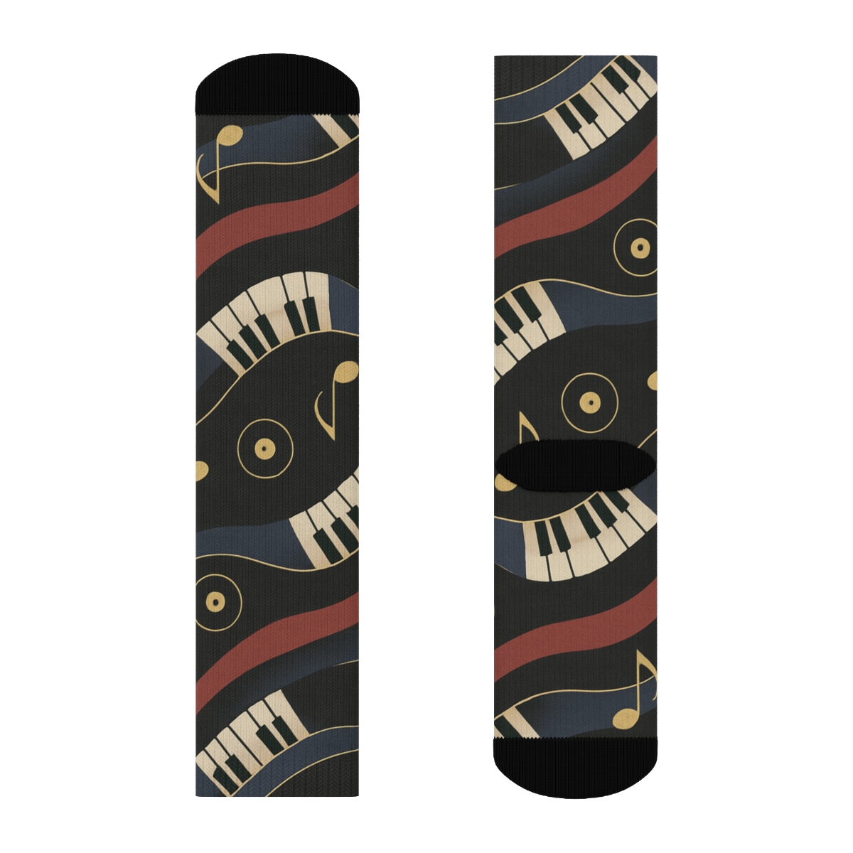 Treble Clef Waves Pattern Musician Edition soft everyday crew socks