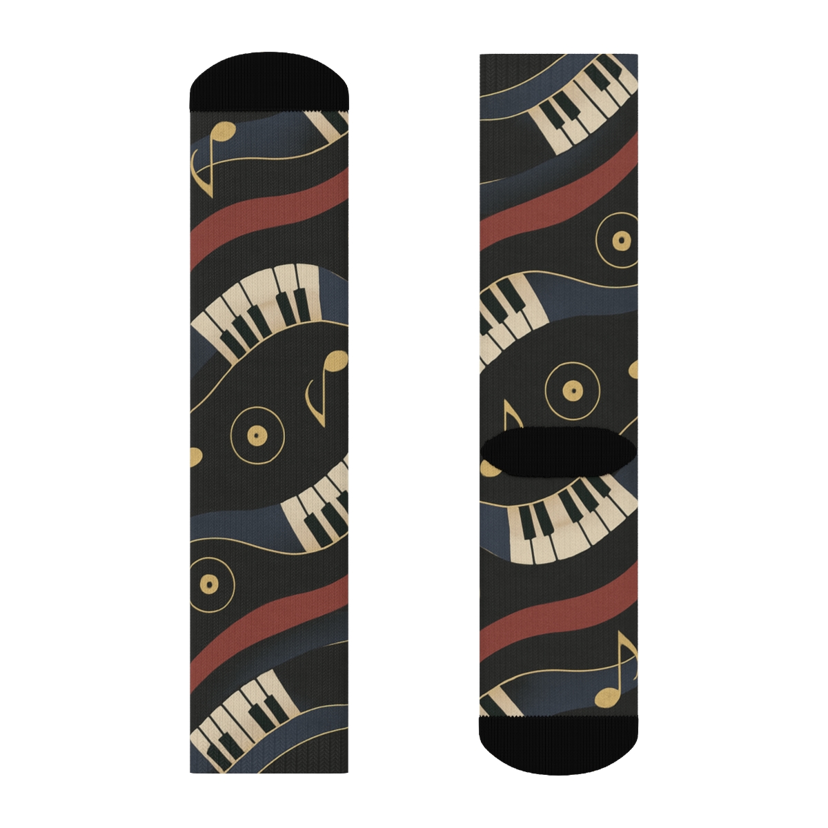 Treble Clef Waves Pattern Musician Edition soft everyday crew socks