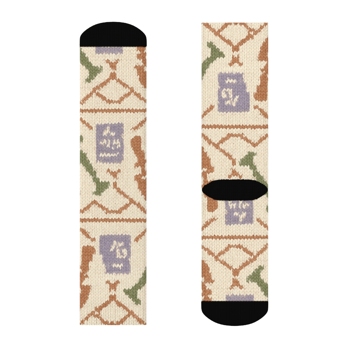 Trellis Tile Gardener Pattern Bands stylish athletic crew socks