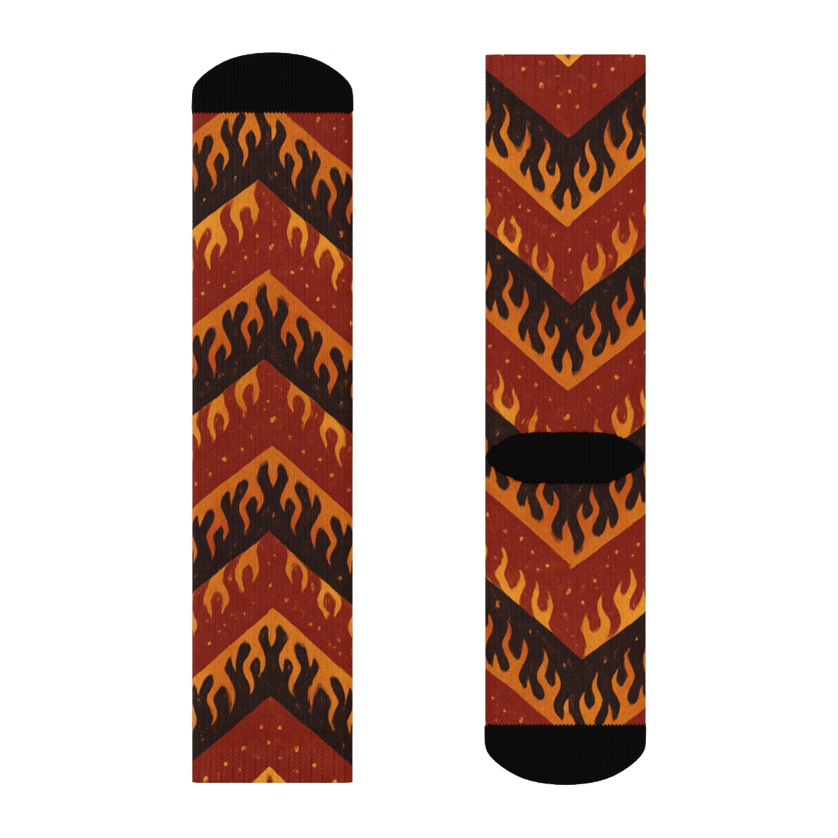 Tribal Spark Chevron Flame Bands On Ember Red premium sports crew socks