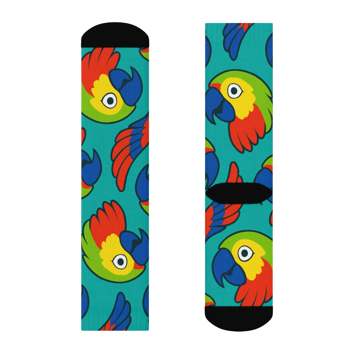 Tropical Parrot Plumage Scatter On Turquoise Field custom crew socks