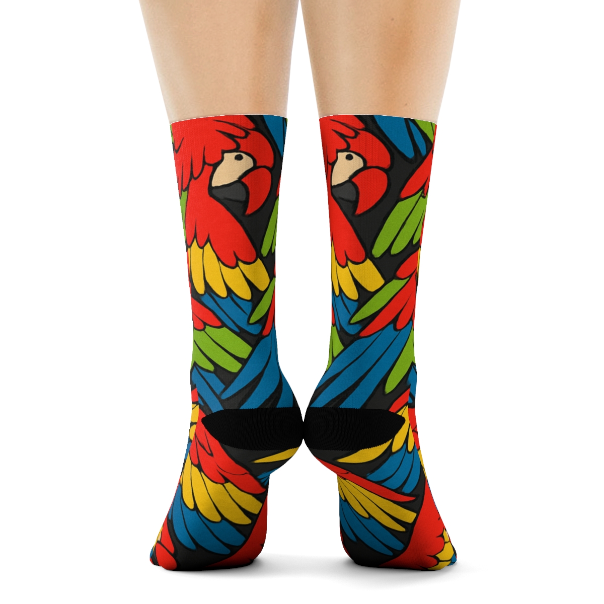 Tropical Parrot Wing Mosaic comfortable cotton crew socks