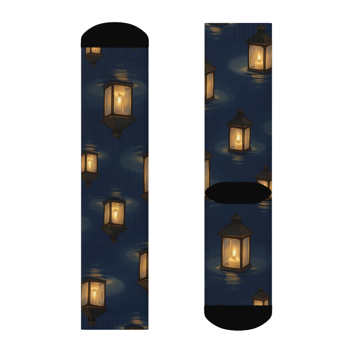 Twilight River Drift Pattern Lantern trendy patterned crew socks