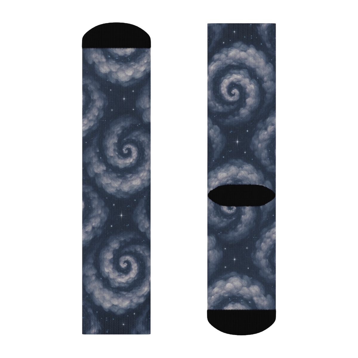 Twilight Spiral With Silver Clouds Motif soft everyday crew socks