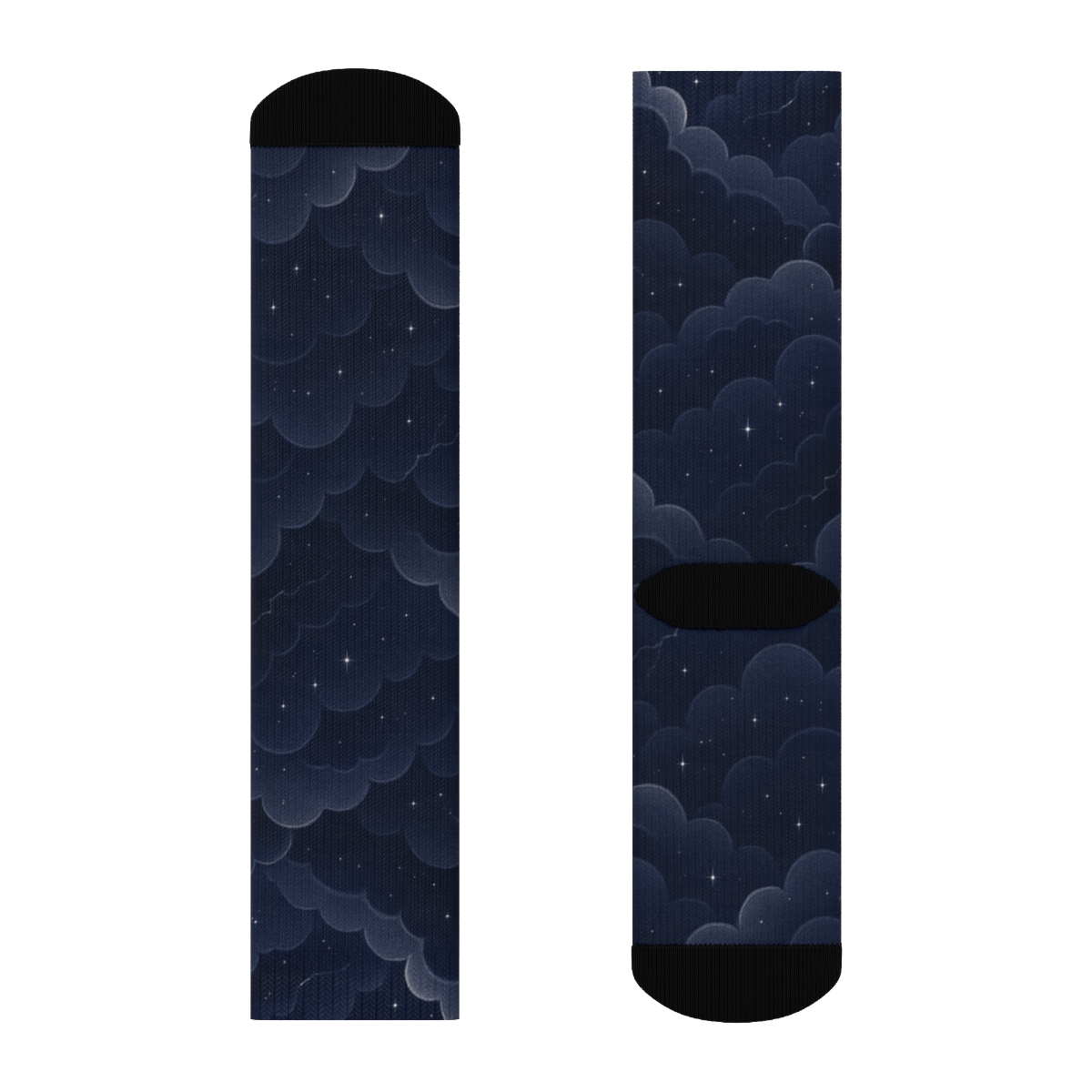 Twilight Starry Cloud Wave On Indigo personalized crew socks