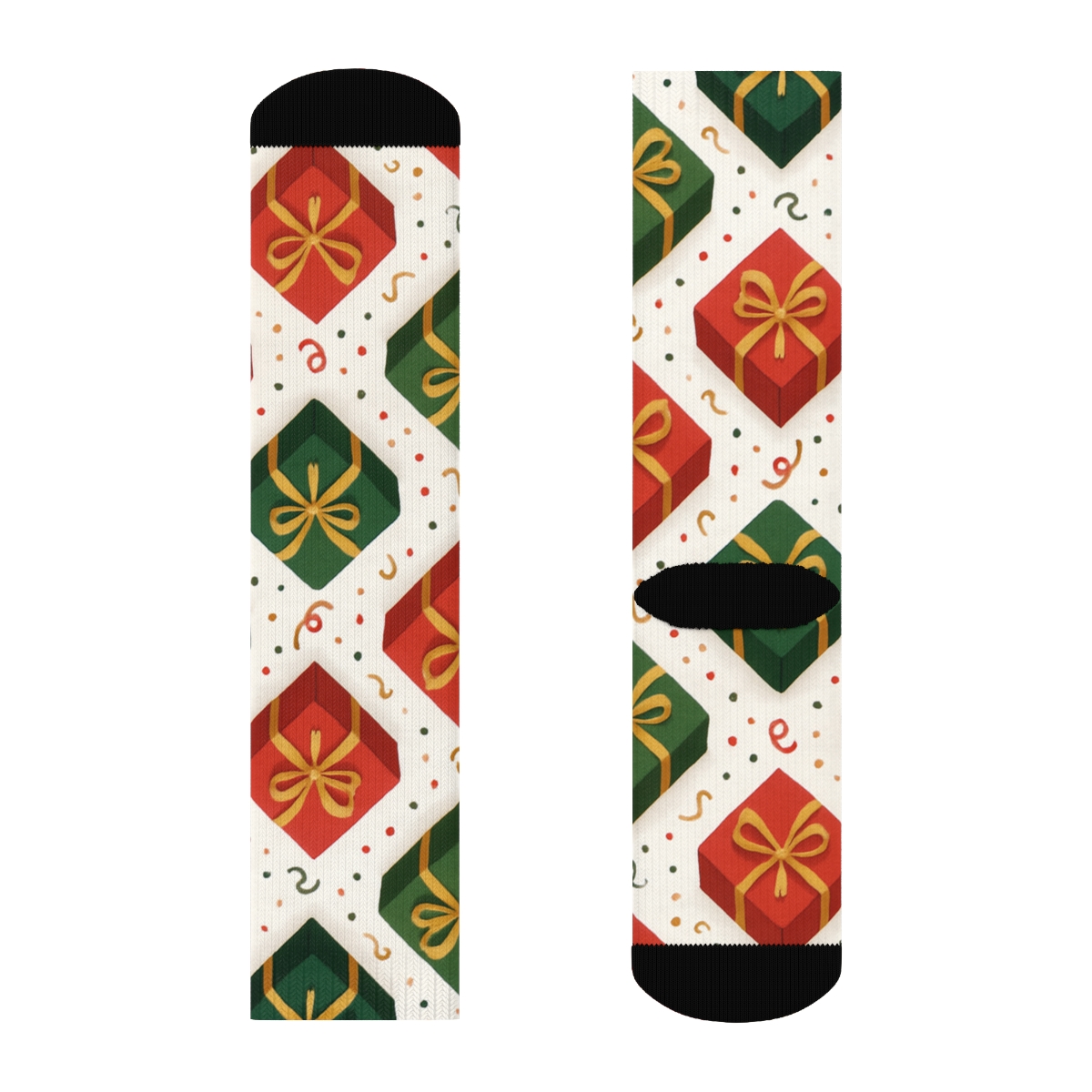 Twinkling Bow Lattice With Presents Motifs stylish athletic crew socks