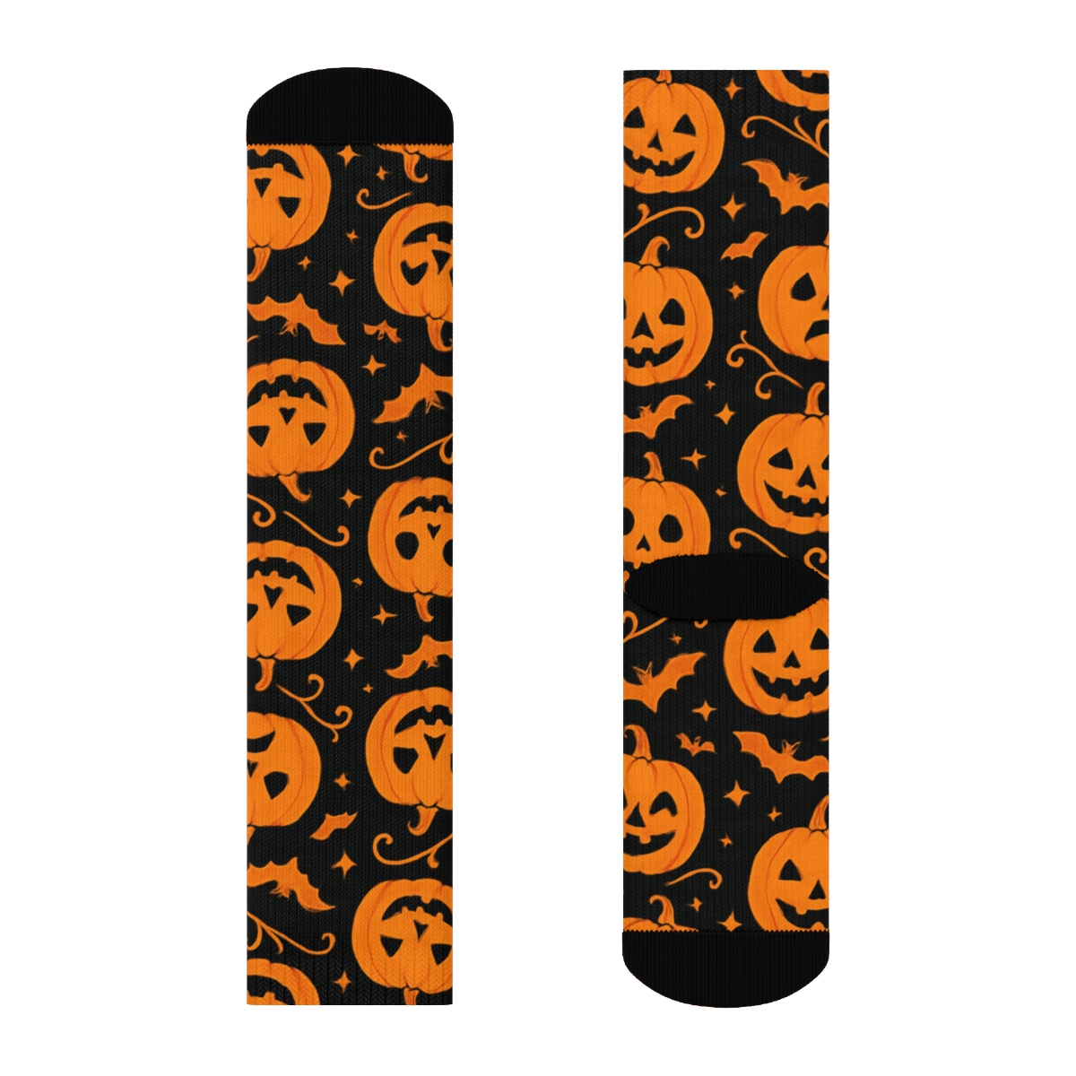 Twinned Jack O Lantern Diagonal Lattice On Black Background comfortable cotton crew socks