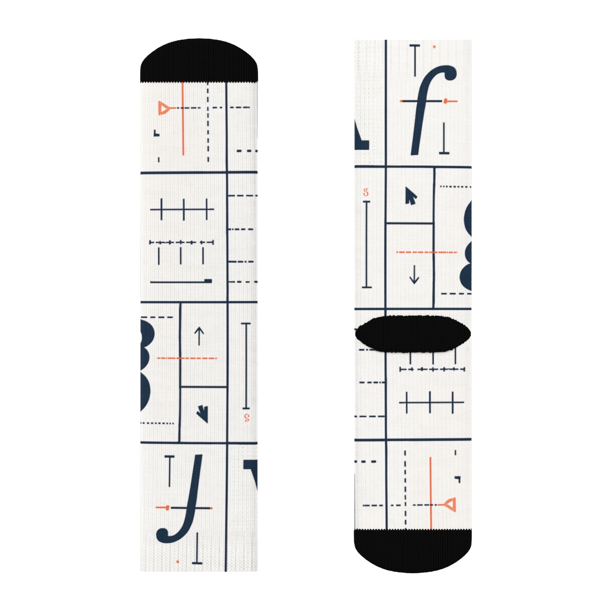 Type Specimen Tiles With Graphic Designer Rhythm trendy patterned crew socks