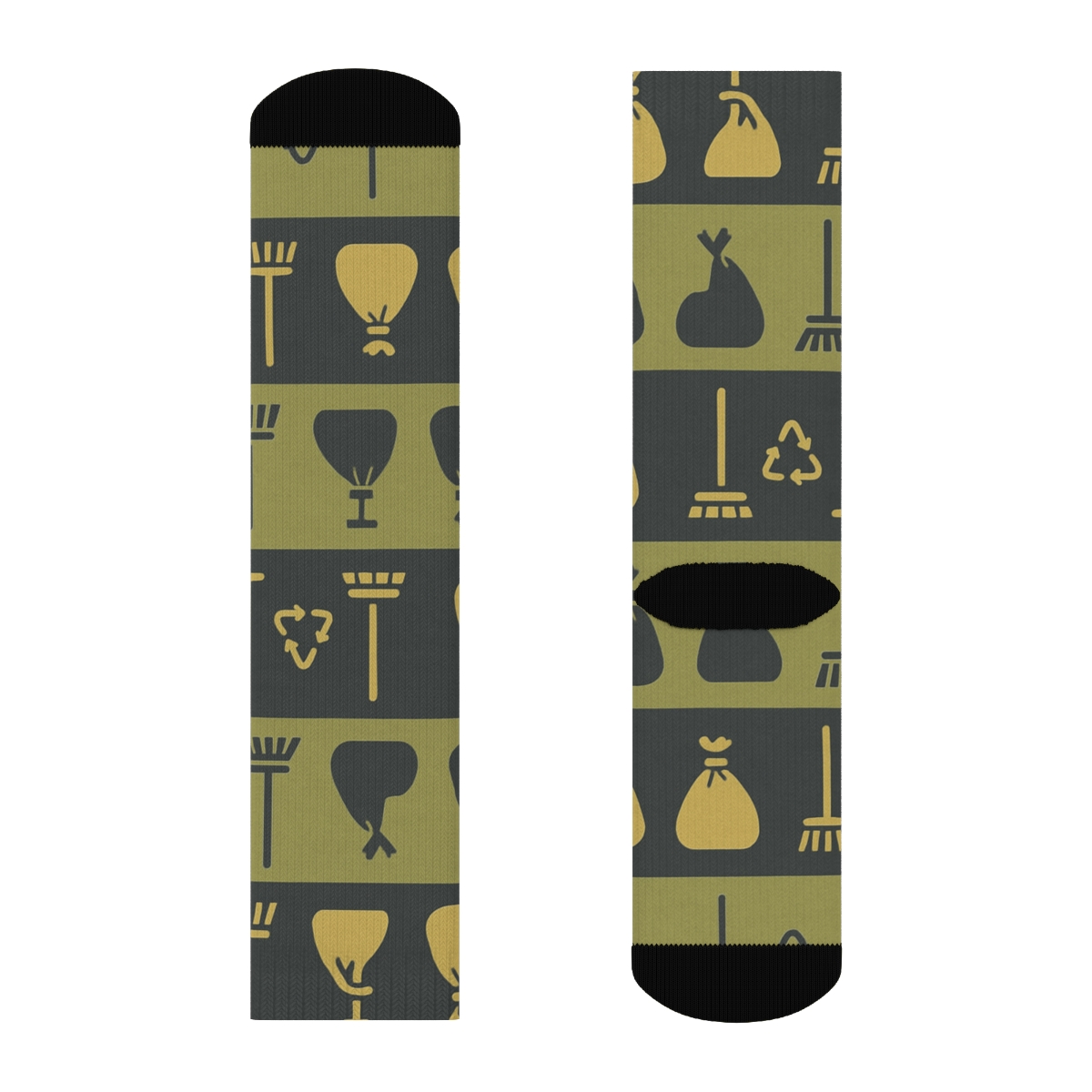 Urban Band Pattern With Garbage Collector Icons designer printed crew socks