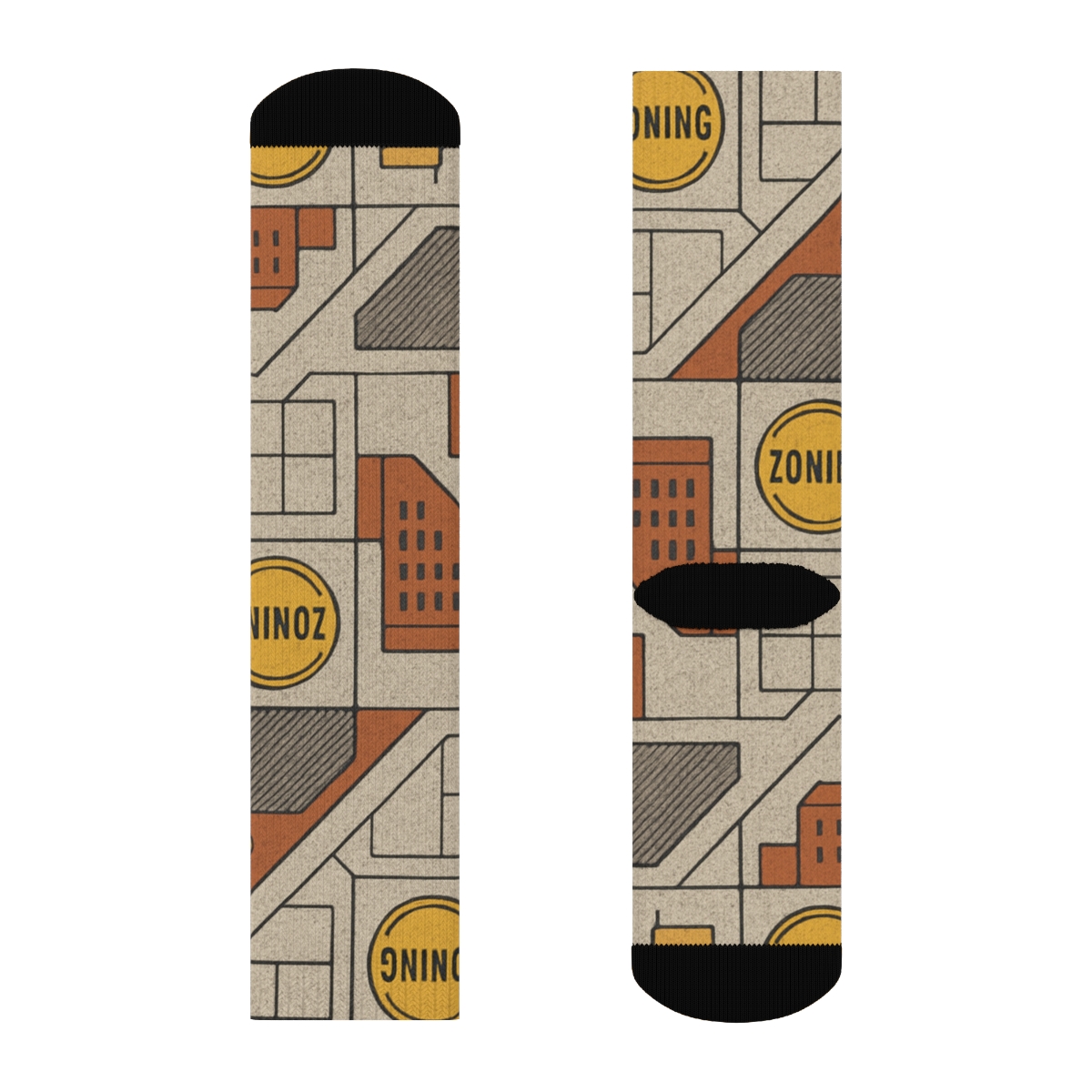 Urban Planner Blueprint Blocks Collage personalized crew socks
