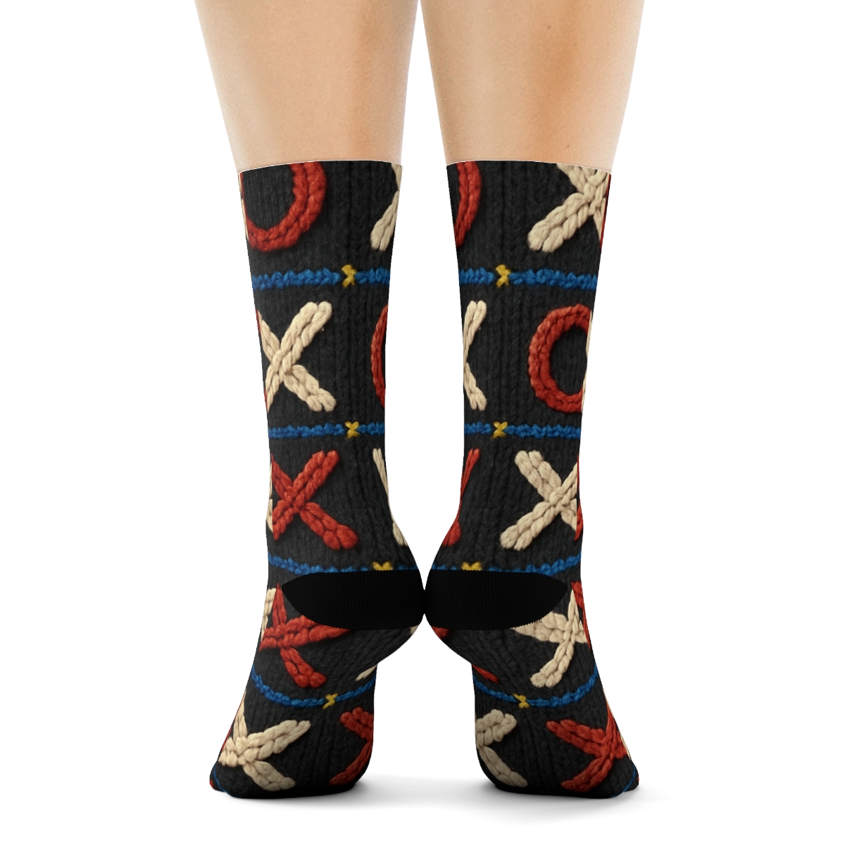 Valentines Xo Icons Knit Illusion Grid soft everyday crew socks